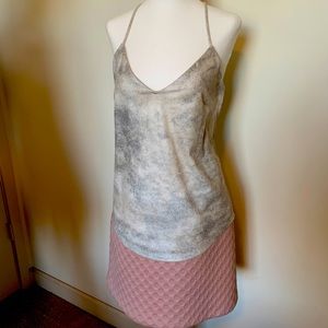 Grey and white racer back top and skirt